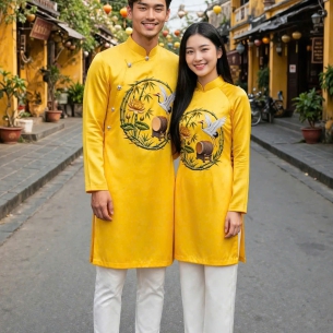 ÁO DÀI CÁCH TÂN CHIM HẠC - HOA SEN
