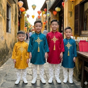 ÁO DÀI CÁCH TÂN ĐỒNG TÂM CHO BÉ