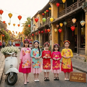 ÁO DÀI BÉ GÁI HỌA TIẾT HOA MẪU ĐƠN