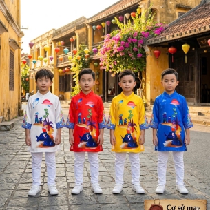 ÁO DÀI CÁCH TÂN HỌA TIẾT ĐỒNG QUÊ