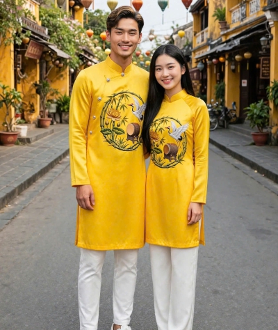 ÁO DÀI CÁCH TÂN CHIM HẠC - HOA SEN