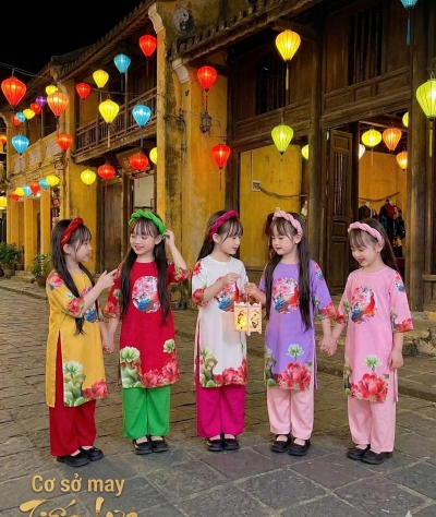 ÁO DÀI BÉ GÁI HOA CẨM THẠCH