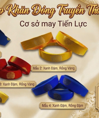 KHĂN ĐÓNG ĐỘI ĐẦU NAM HOA VĂN RỒNG