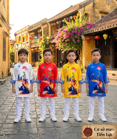 ÁO DÀI CÁCH TÂN HỌA TIẾT ĐỒNG QUÊ