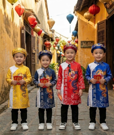 ÁO DÀI CÁCH TÂN HỌA TIẾT RỒNG BAY