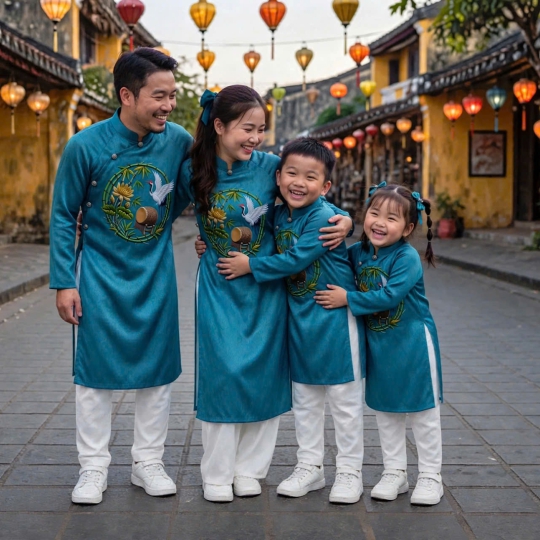 ÁO DÀI HỌA TIẾT SEN - HẠC
