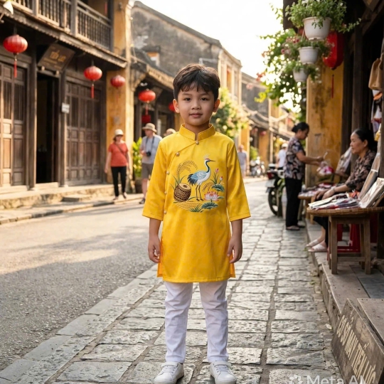 ÁO DÀI HỌA TIẾT SEN - HẠC