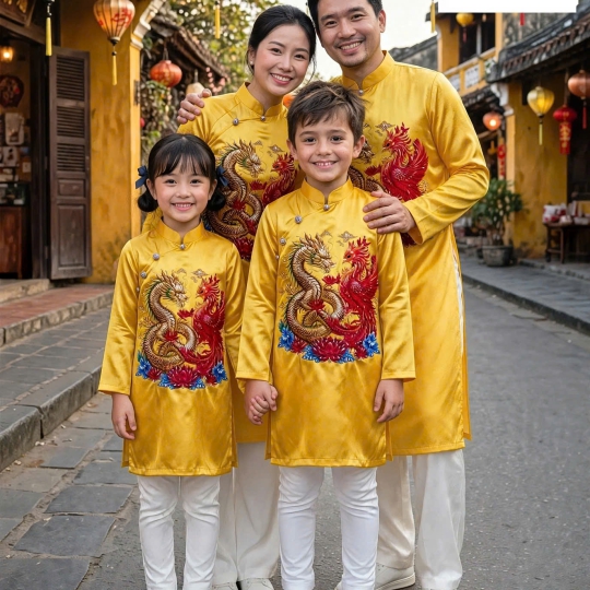 ÁO DÀI HỌA TIẾT LONG PHỤNG