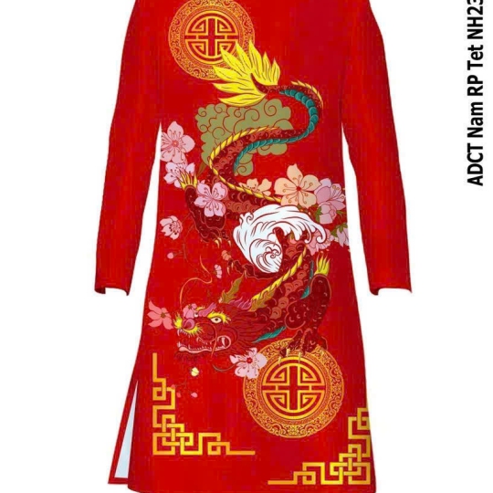 ÁO DÀI CÁCH TÂN NAM HỌA TIẾT RỒNG CAO CẤP