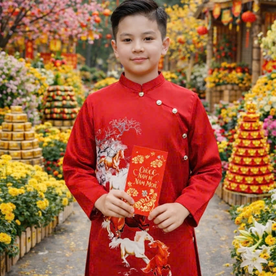 ÁO DÀI CÁCH TÂN BÉ TRAI MÃ ĐÁO THÀNH CÔNG