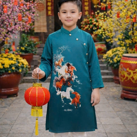 ÁO DÀI CÁCH TÂN BÉ TRAI MÃ ĐÁO THÀNH CÔNG