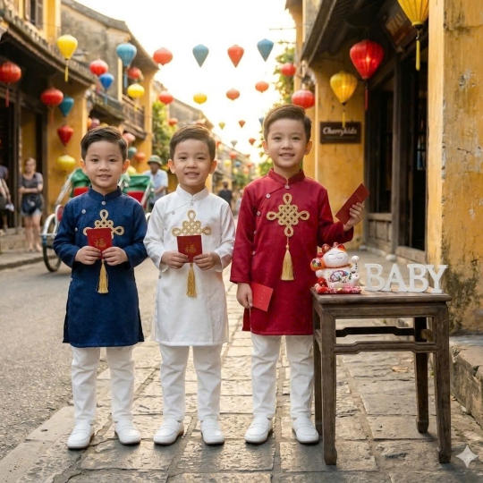 ÁO DÀI CÁCH TÂN ĐỒNG TÂM CHO BÉ