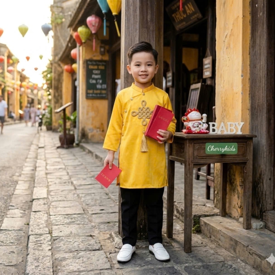 ÁO DÀI CÁCH TÂN ĐỒNG TÂM CHO BÉ