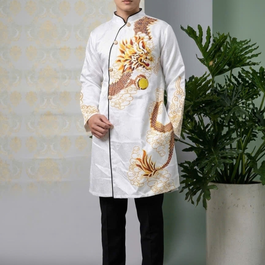 ÁO DÀI CÁCH TÂN NAM HỌA TIẾT RỒNG