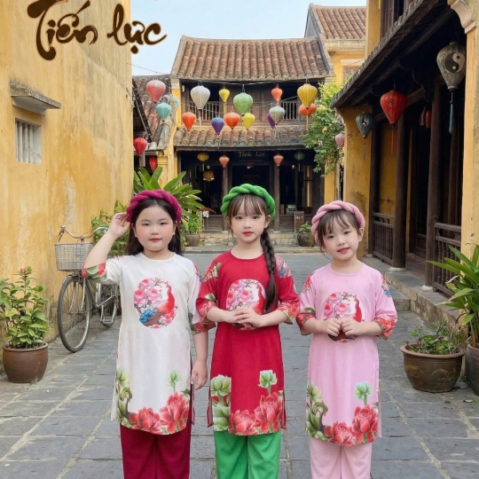 ÁO DÀI BÉ GÁI HOA CẨM THẠCH