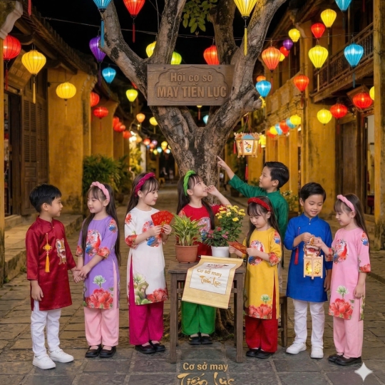 ÁO DÀI BÉ GÁI HOA CẨM THẠCH