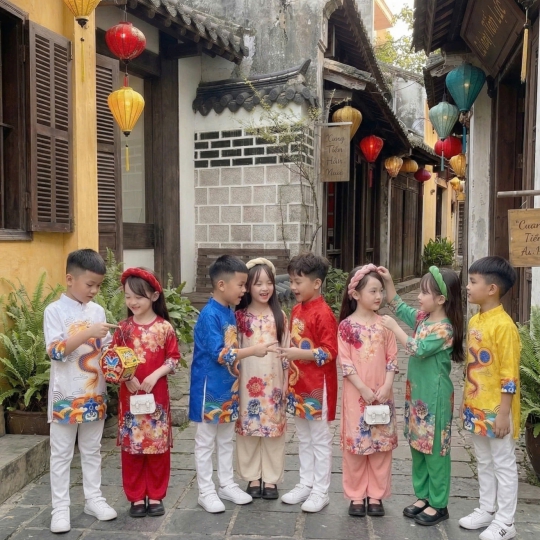 ÁO DÀI BÉ GÁI HOA MẪU ĐƠN