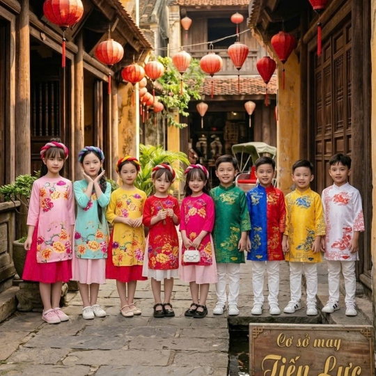 ÁO DÀI BÉ GÁI HỌA TIẾT HOA MẪU ĐƠN