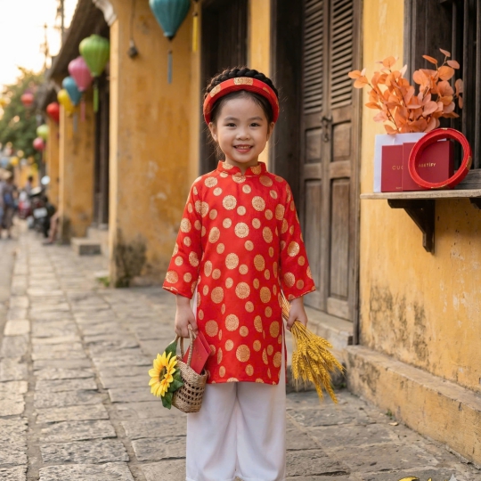 ÁO DÀI GẤM CHO BÉ TRAI VÀ BÉ GÁI