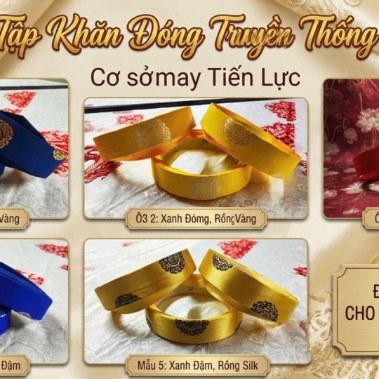 KHĂN ĐÓNG ĐỘI ĐẦU NAM HOA VĂN RỒNG