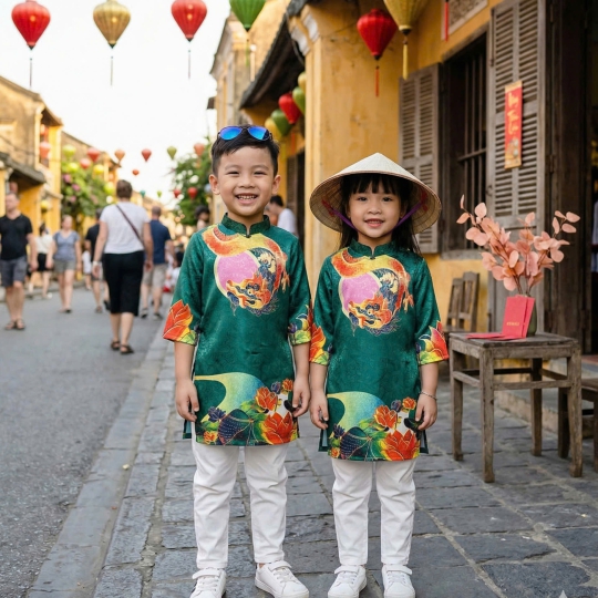 ÁO DÀI HỌA TIẾT RỒNG & HOA SEN