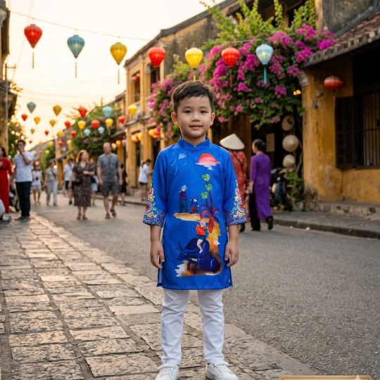 ÁO DÀI CÁCH TÂN HỌA TIẾT ĐỒNG QUÊ