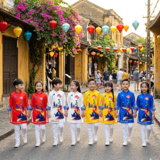 ÁO DÀI CÁCH TÂN HỌA TIẾT ĐỒNG QUÊ