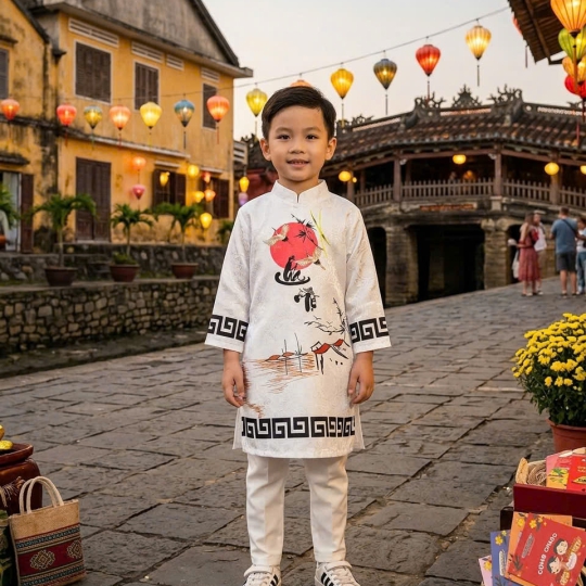 ÁO DÀI HỌA TIẾT TRĂNG TRÒN