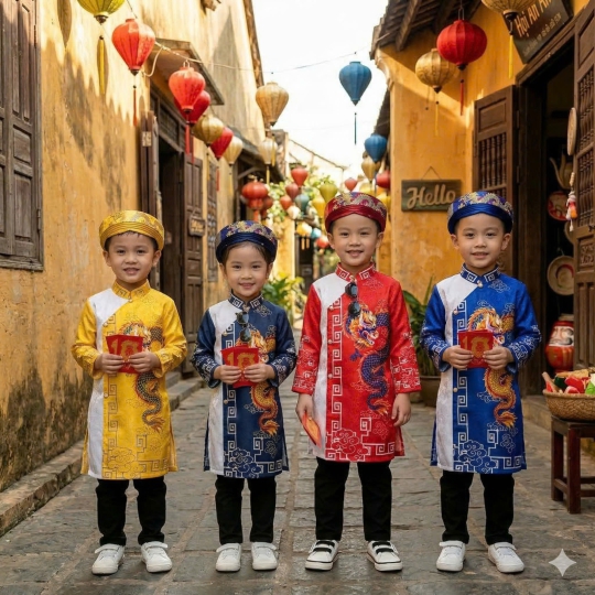 ÁO DÀI CÁCH TÂN HỌA TIẾT RỒNG BAY