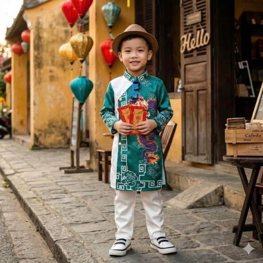 ÁO DÀI CÁCH TÂN HỌA TIẾT RỒNG BAY