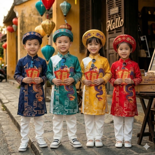 ÁO DÀI CÁCH TÂN HỌA TIẾT RỒNG BAY