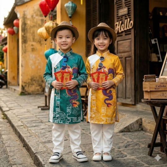 ÁO DÀI CÁCH TÂN HỌA TIẾT RỒNG BAY
