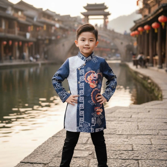 ÁO DÀI CÁCH TÂN HỌA TIẾT RỒNG BAY